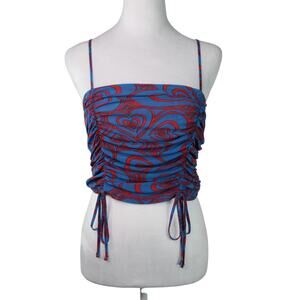 Lisa Says Gah Swirl Heart Cami Ruby Tank Top Blue Orange Red Mesh Small